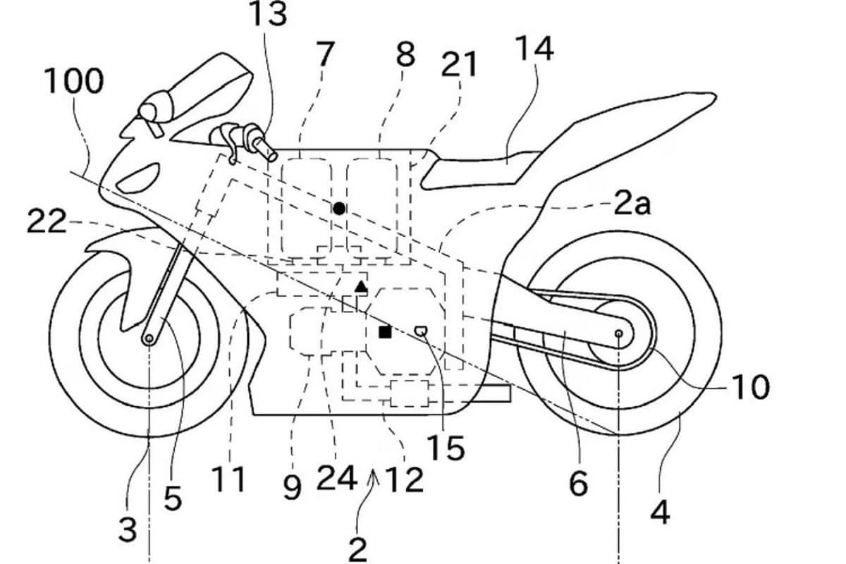 Patenzskizze: Zwei Drucktanks (7 und 8) über einem liegend montierten Einzylindermotor