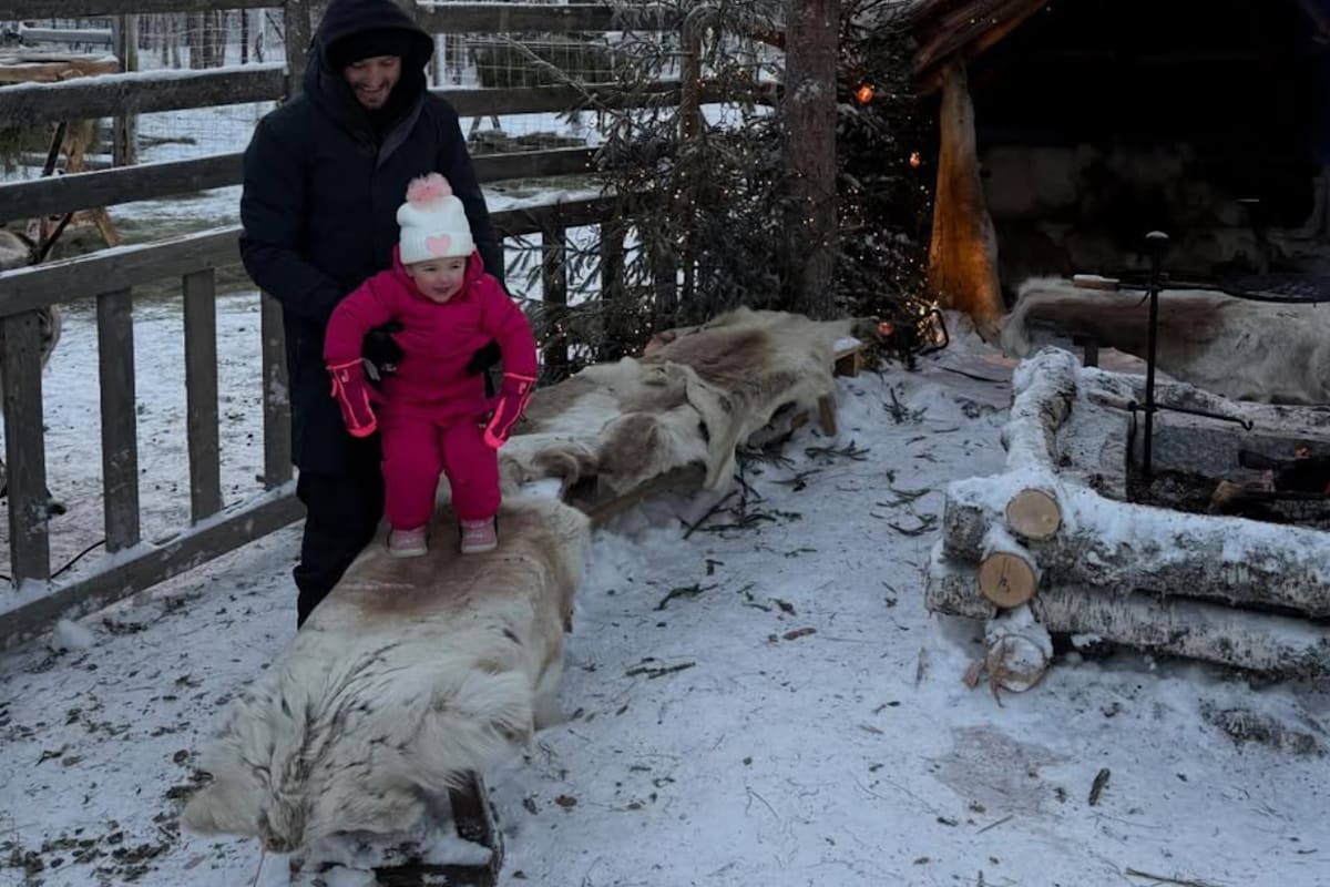 JAck Miller mit Töchterchen Pip Florence in Lappland