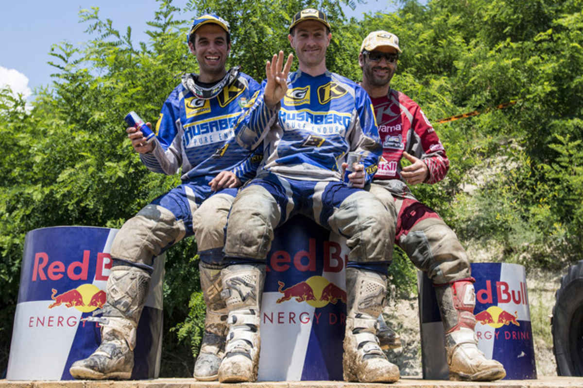 Podest des Red Bull Romaniacs: Graham Jarvis zwischen Alfredo Gomez und Andreas Lettenbichler (re.)