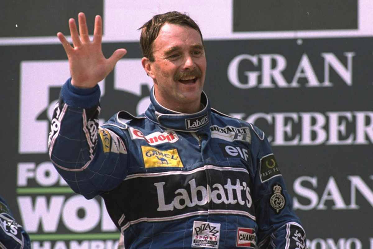 Nigel Mansell 1992 mit seinem berühmten Schnauzer