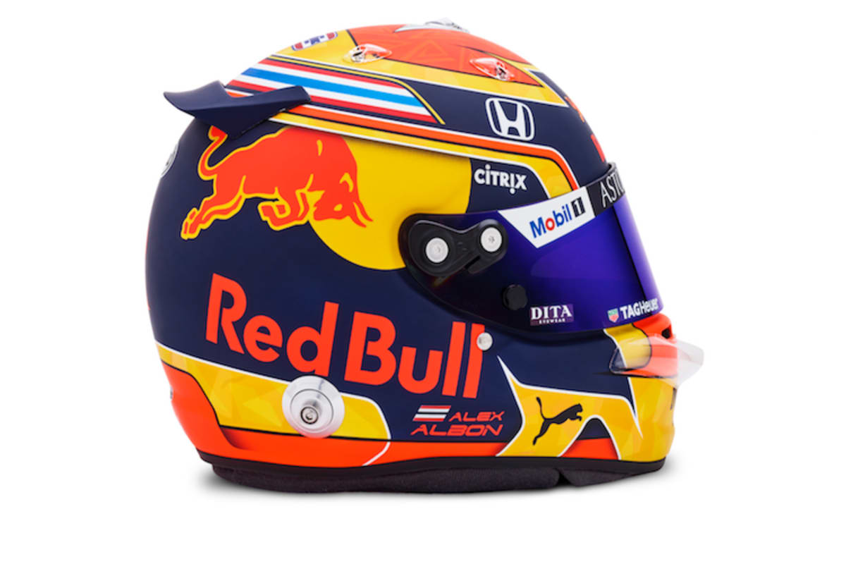 Der Helm von Alex Albon: Gut zu sehen sind die thailändischen Farben oben