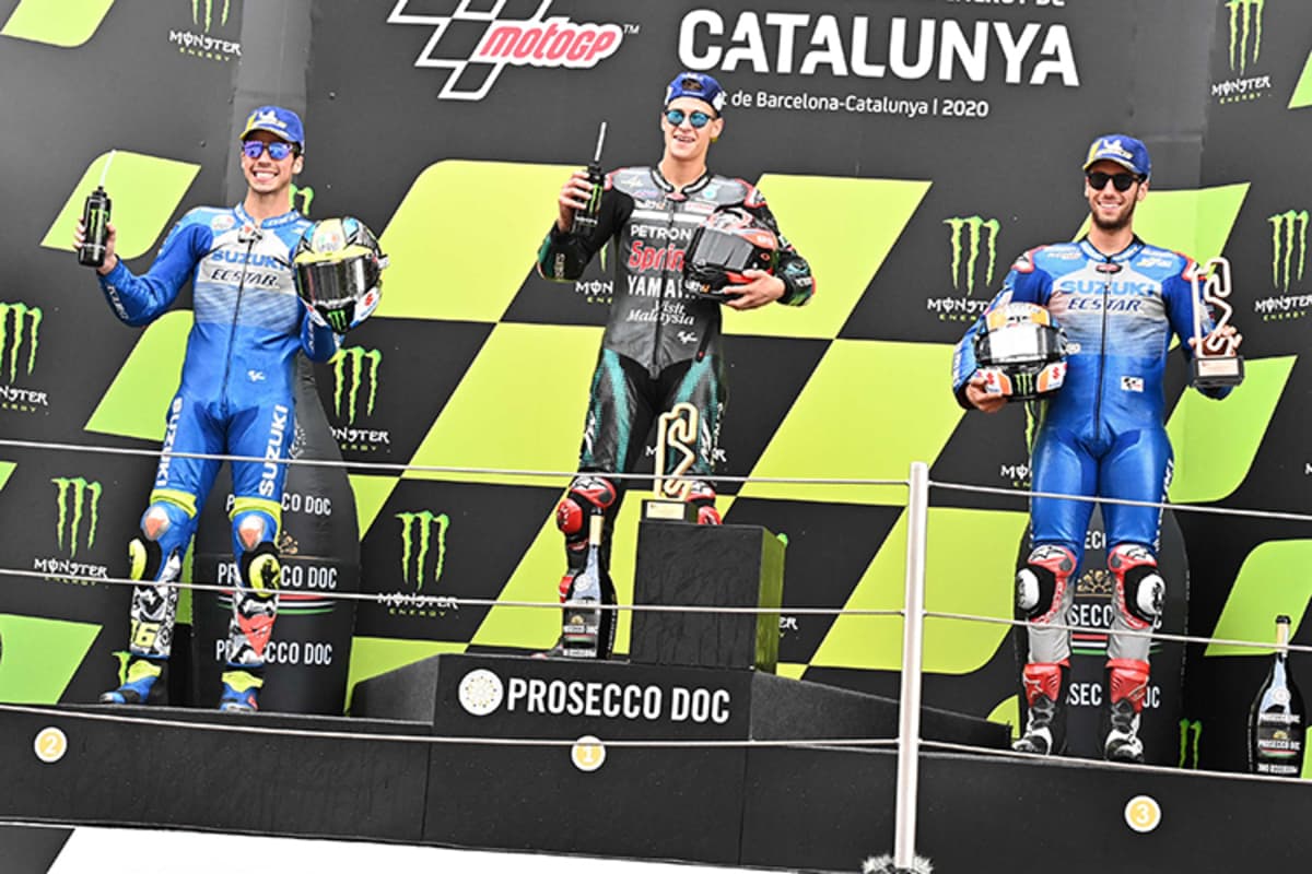 Die Top-3: Joan Mir, Fabio Quartararo und Alex Rins (v.l.)