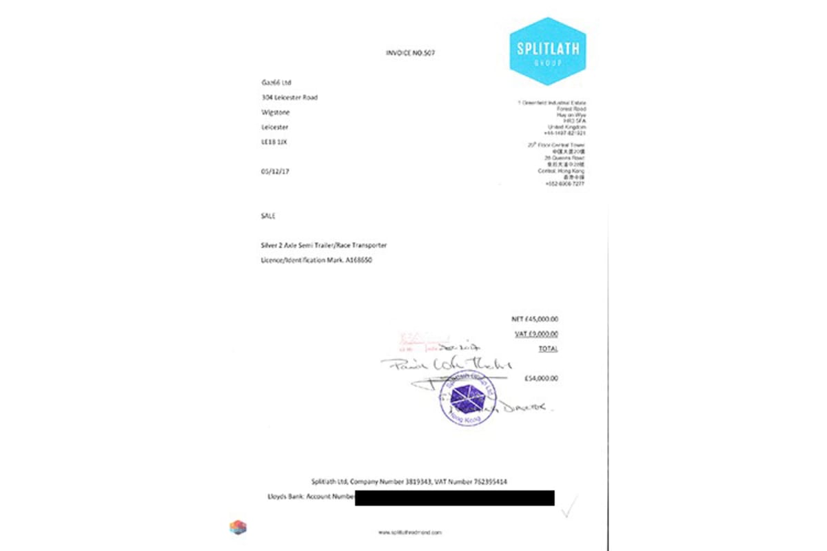 Die Rechnung für den Lkw-Auflieger