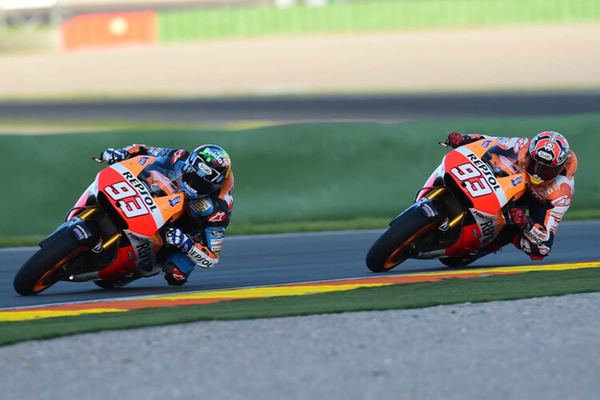 Alex und Marc Márquez 2014 auf Maschinen von Repsol-Honda