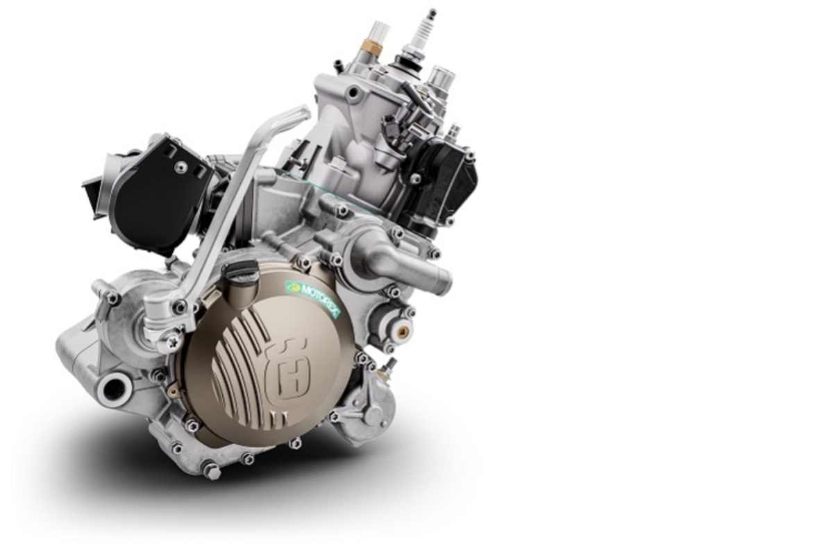 Motor der Husqvarna TE 150i mit Benzineinspritzung und Elektrostarter