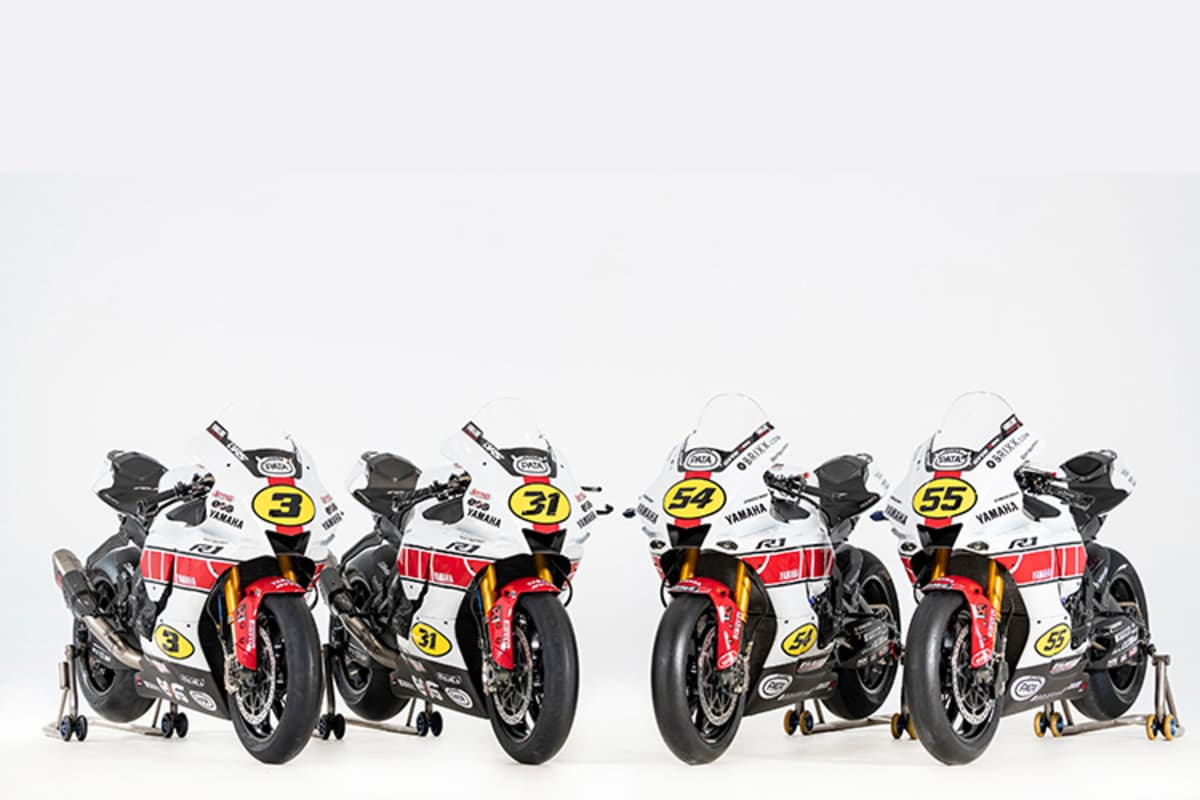 Die vier Werks-Yamaha in Barcelona