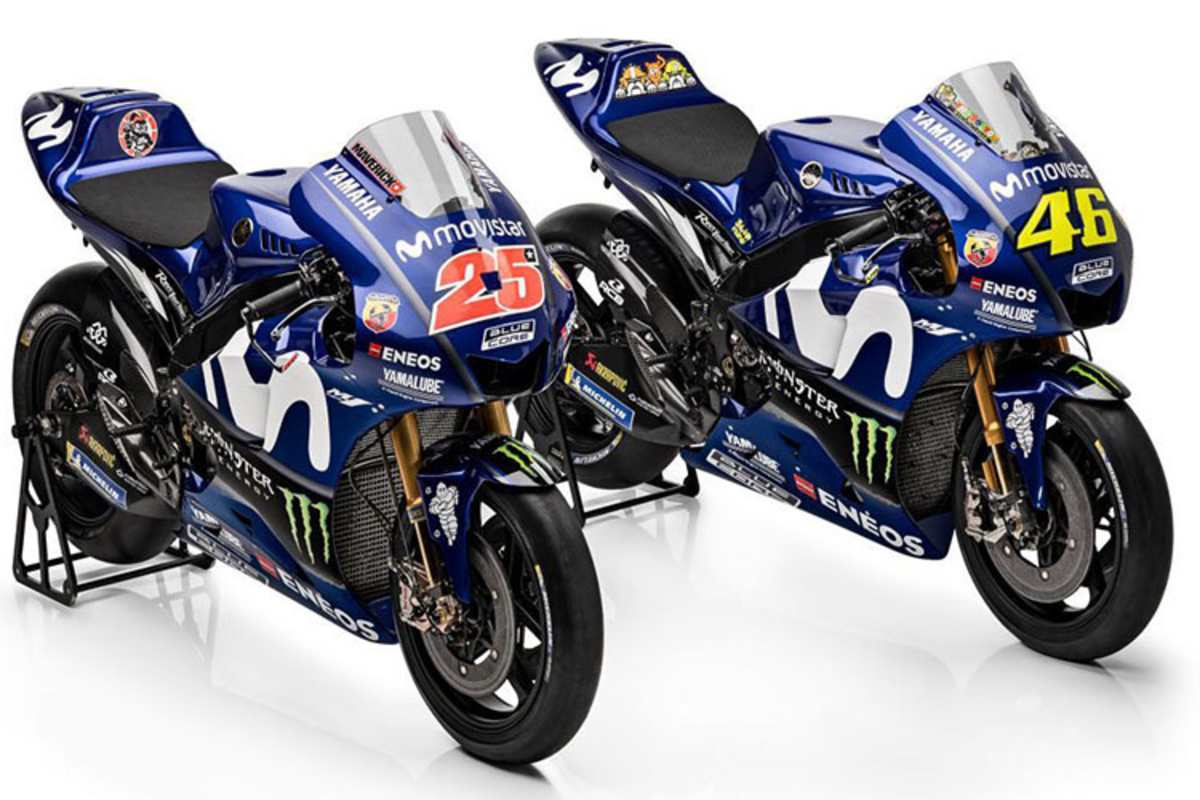 Die neue Yamaha M1 für Rossi und Viñales trägt das Movistar-Logo jedoch in weiß
