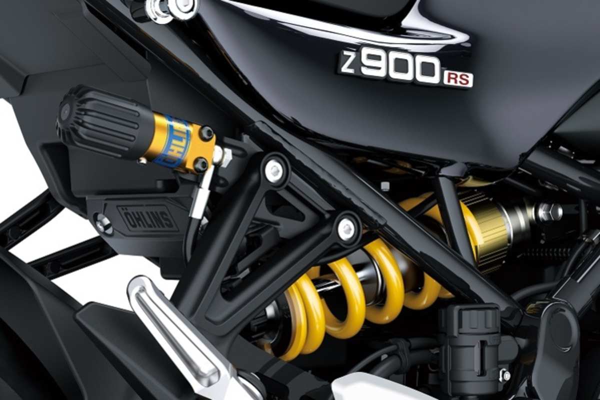 An der SE serienmässig: Federbein Öhlins S46 mit einstellbarer Zugstufe und per Handrad anzupassender Federvorspannung