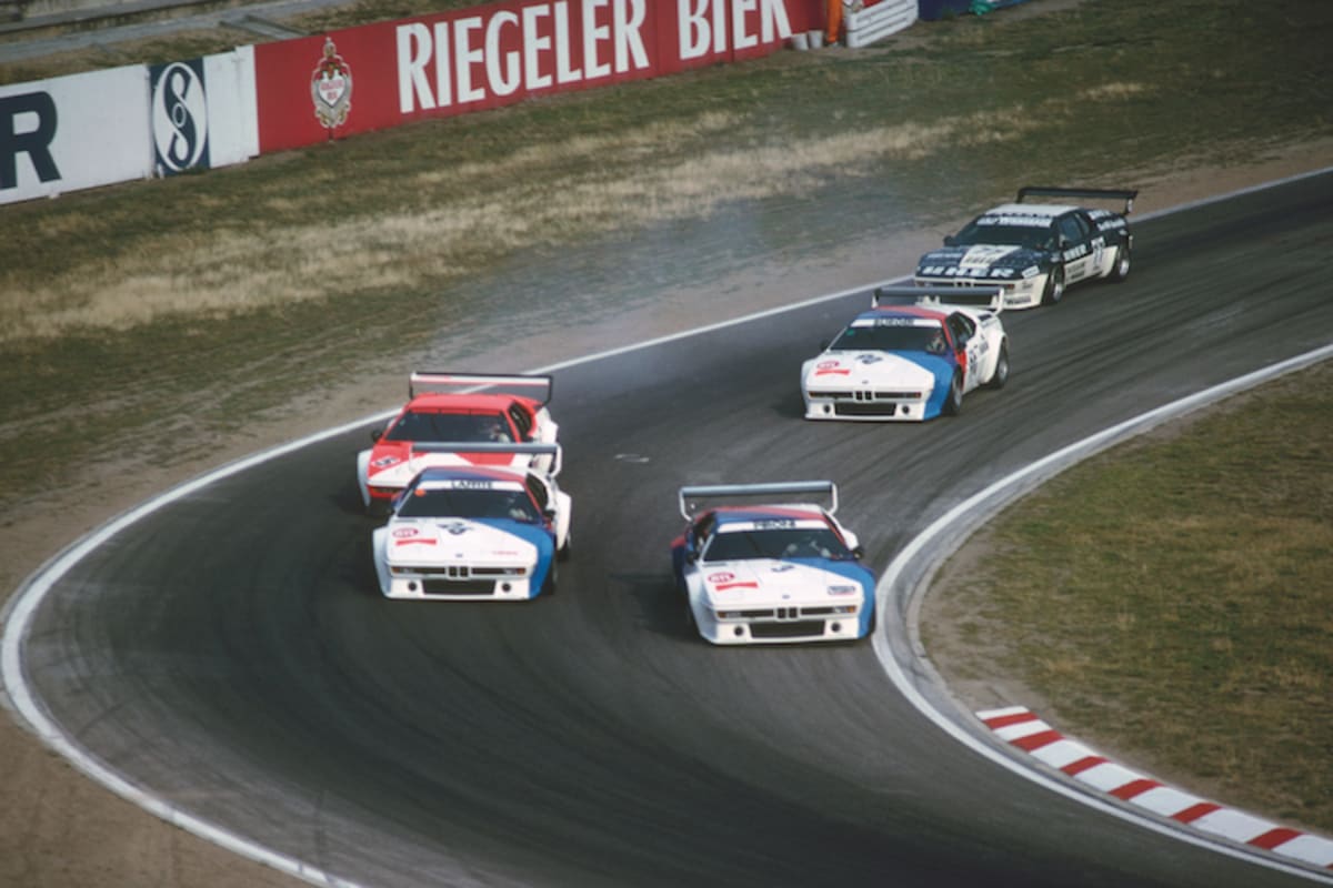 und Stechen: Novize Bürger rauft mit vier F1-Piloten in der Spitzengruppe. Vorn Pironi, Laffite und Lauda, dahinter Bürger und Stuck