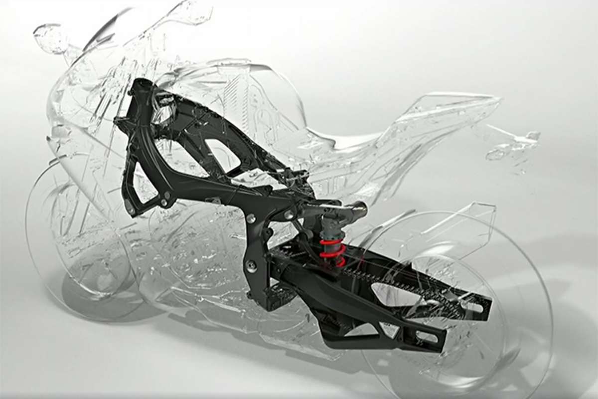 Rahmen, Schwinge, Umlenkung und Stoßdämpfer