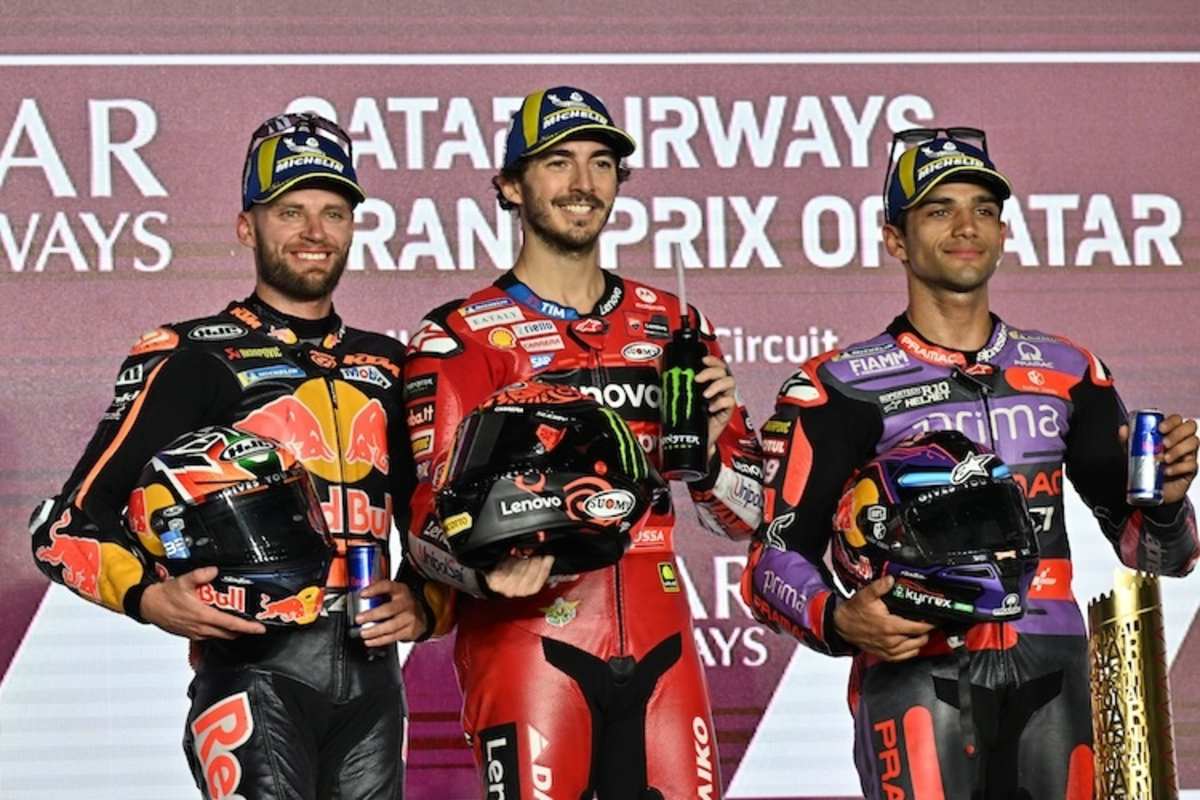 Die WM-Führenden nach dem Auftakt. Champion Bagnaia, Brad Binder, Jorge Martin