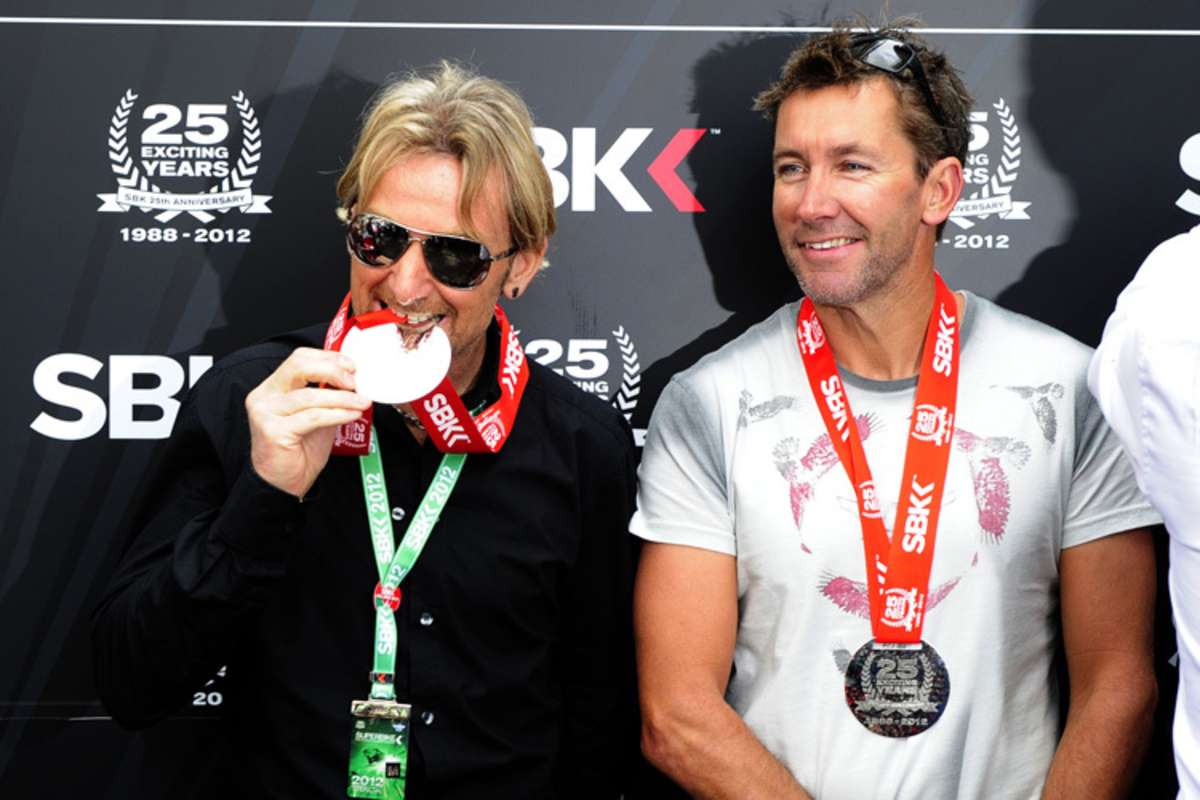 Superbike-Ikonen: Carl Fogarty (li.) und Troy Bayliss