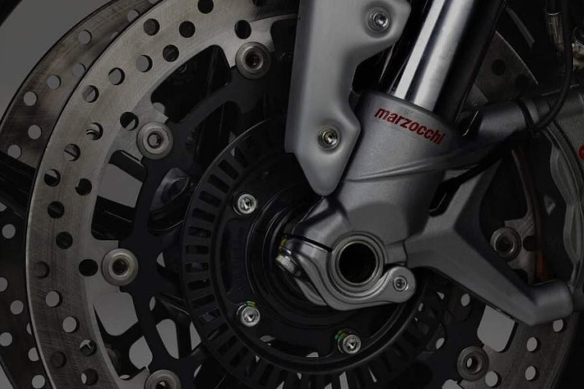 Konventionelle, einstellbare Marzocchi-Gabel mit 50 mm Standrohrdurchmesser