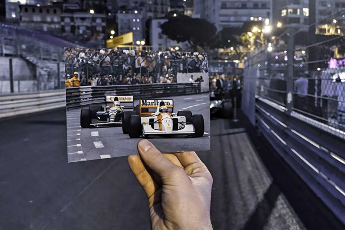 Senna vor Mansell 1992 am Ausgang der Tabac