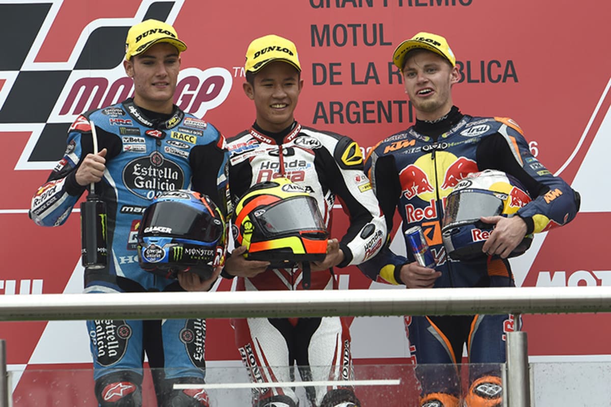 Bei seinem zweiten Moto3-WM-Lauf als Stammfahrer stand Pawi bereits auf dem obersten Treppchen