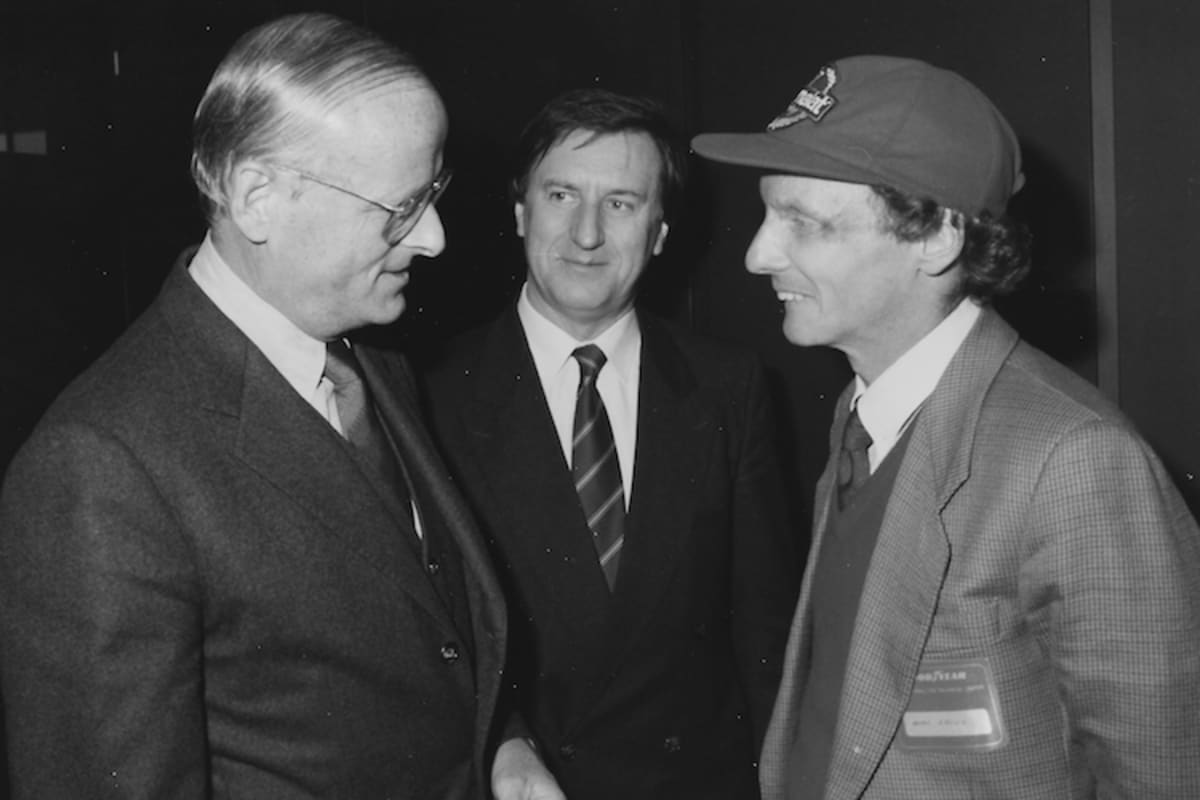 Prof. Dr. Carl Hahn mit Anton Konrad und Niki Lauda 1978 
