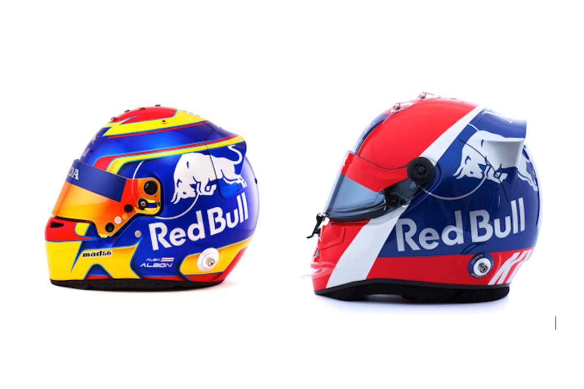 Die Helme von Albon und Kvyat