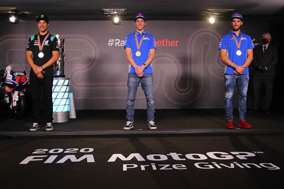 MotoGP, Top-3: Franco Morbidelli, Joan Mir und Alex Rins (v.l.)