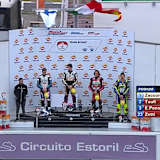 Niki Tuuli, Alessandro Zaccone, Edgar Pons und Superstock-600-Sieger Alessandro Zetti (vlnr.)