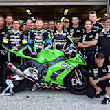Das Team SRC Kawasaki mit Lagrive, Leblanc und Foret (v.l.)