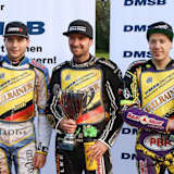 Kevin Wölbert (M.) wurde Deutscher Meister vor Kai Huckenbeck (l.) und Tobias Busch (r.)