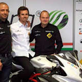 Bei der Präsentation von Schmidt Racing: Robert Balogh (li.) mit Nico Terol