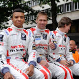 Krumm (Mitte) mit Mardenborough und Ordonez in Le Mans 2013