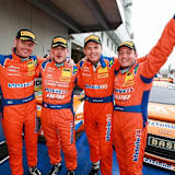 Glückliche MS RACING-Piloten: Edward Sandström, Daniel Dobitsch, Marc Basseng und Florian Stoll (v.li.)
