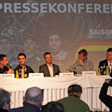 Kappler, Masbou, McPhee, Heidolf, Rigguth und Ackermann bei der Pressekonferenz am Sachsenring
