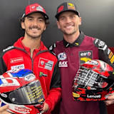 Bagnaia und Dixon beim Helmtausch