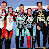 Die Top-3 der WM: Kershaw, Charlwood, Ellis, Clément, Schlosser, Fries (vlnr.)