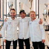 René Rast, Valentino Rossi, Kevin Magnussen (v.l.n.r.)