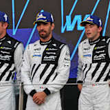 Mikkel Jensen (re.) auf dem Podium mit Paul di Resta und Jean-Eric Vergne