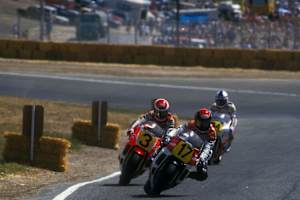 Laguna Seca 1988: Wayne Rainey vor Eddie Lawson und Kevin Schwantz