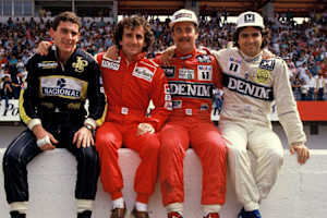 Nigel Mansell, Alain Prost, Ayrton Senna und Nelson Piquet