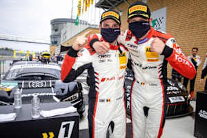 Dries Vanthoor (li.) und Charles Weerts gewannen Lauf zwei des ADAC GT Masters auf dem Lausitzring
