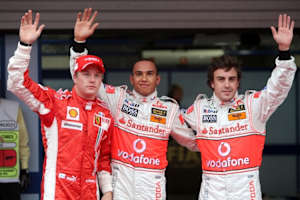 Kimi Räikkönen, Lewis Hamilton und Fernando Alonso 2007