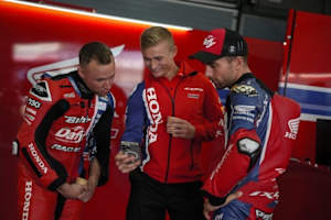 Das Honda-Trio beim Jerez-Test: Techer, Vickers, Perolari