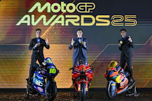 Die Champions der Klassen Moto2, MotoGP und Moto3: Diogo Moreira, Marc Marquez und Jose Antonio Rueda