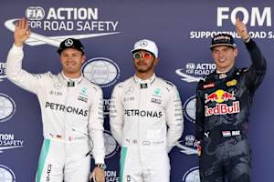 Nico Rosberg, Lewis Hamilton und Max Verstappen