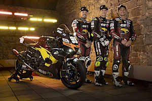 Das Elf Marc VDS/KM99-Trio Jérémy Guarnoni, Florian Marino, Randy de Puniet (vlnr.)