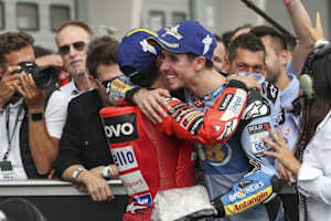 Die Marquez-Brüder sind dieses Jahr regelmäßig gemeinsam Stammgast auf dem MotoGP-Podium (hier am Sachsenring)