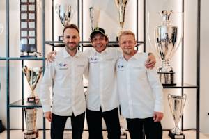 René Rast, Valentino Rossi, Kevin Magnussen (v.l.n.r.)