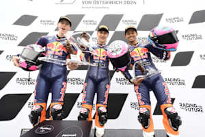 Die Top-3 Maximo Quiles, Alvaro Carpe und Veda Pratama (v.l.)