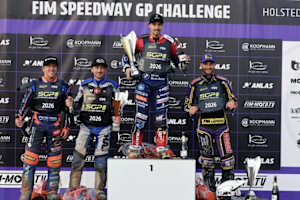 Die Top-4 in Holsted (v.l.): Andzejs Lebedevs, Leon Madsen, Dominik Kubera und Kacper Woryna