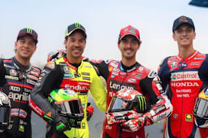 VR46-Athleten: Bezzecchi, Morbidelli, Bagnaia, Marini (v.l.)