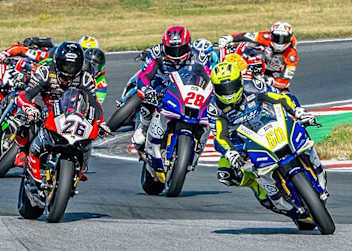 Die Top 3 der Euro Moto Supersport: Blin #26, Lehmann #28, Geiger #60