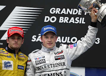 Brasilien-Podium 2003: Fisichella, Räikkönen