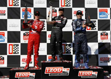 Das Podium in Barber: v. l. Dixon. Castroneves, Dario Franchitti