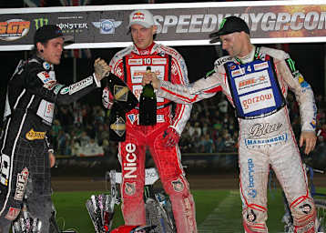 Die Top-3 von Krsko: Tai Woffinden, Jaroslaw Hampel und Tomasz Gollob (v.l.)